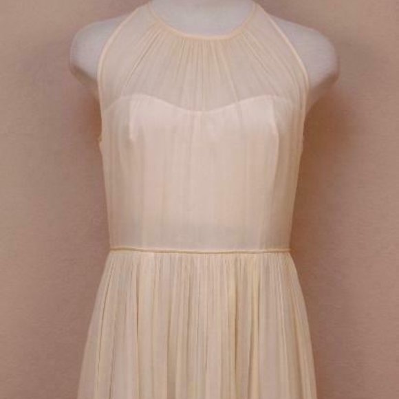 J Crew Megan Long Dress Silk Chiffon Champagne - Picture 3 of 6